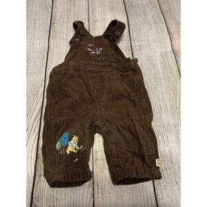 VTG Disney Winnie Pooh Squirrel Corduroy Brown Bib Overalls Sz 3-6 Months TubT
